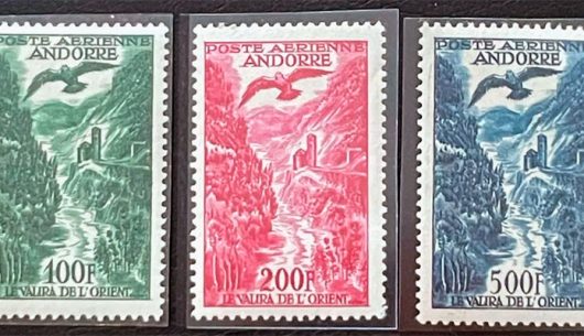 Марки авиапочты французской Андорры, 1955 г.